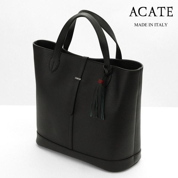 ACATE KAUS トートバッグ 大容量 ビジネス ブラック レザー アカーテ トートバッグ カーフ シュリンクレザー トートバッグ