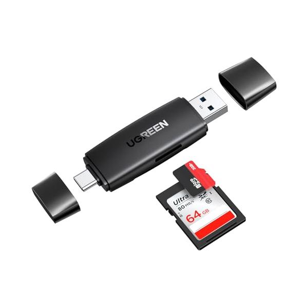 UGREEN SDカードリーダー Type-C OTG対応 1台2役 USB3.0 Microsd 2TBまで大容量カードに対応 Android スマホ タブレット、MacBook、Windows PCに適用
