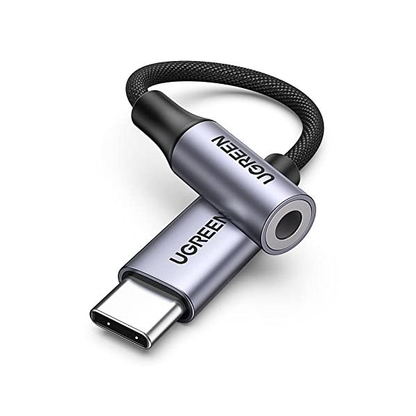 UGREEN【ハイレゾ音質】 USB C イヤホンジャック変*換 USB C-3.5mm イヤホン変*換アダプター DAC搭載 24bit/96KHz対応 TRRS/4極 ナイロン編み 音量調