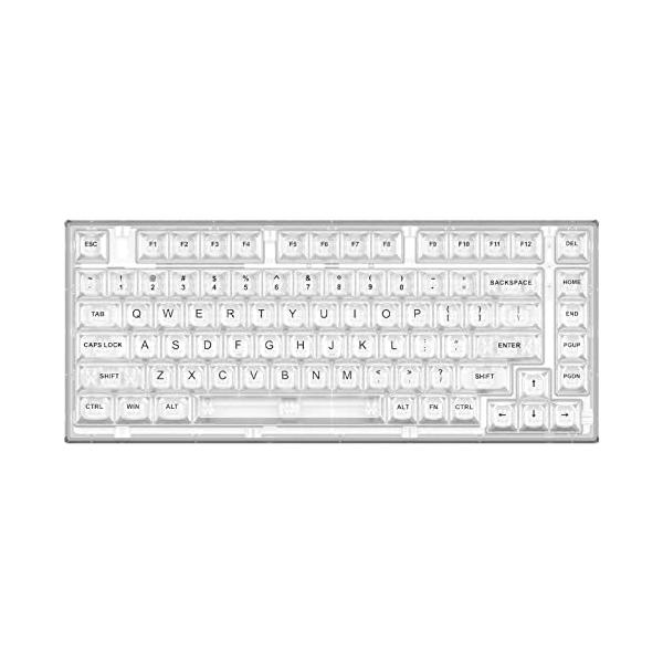 YUNZII X75 PRO 82キーワイヤレス ホットスワップ対応 英語配列 メカニカルゲーミングキーボード 透明キーキャップ BT5.0/2.4G/USB-C ガスケット装着