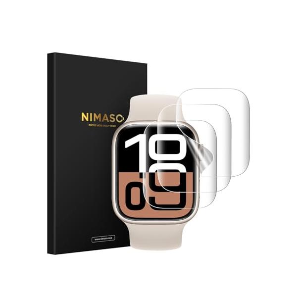【3枚組】NIMASO フィルム Apple Watch series 11（2025）/ 10（2024）42mm 対応 アップルウォッチ 保護フィルム 高感度タッチ 指紋防止 気泡レス DS