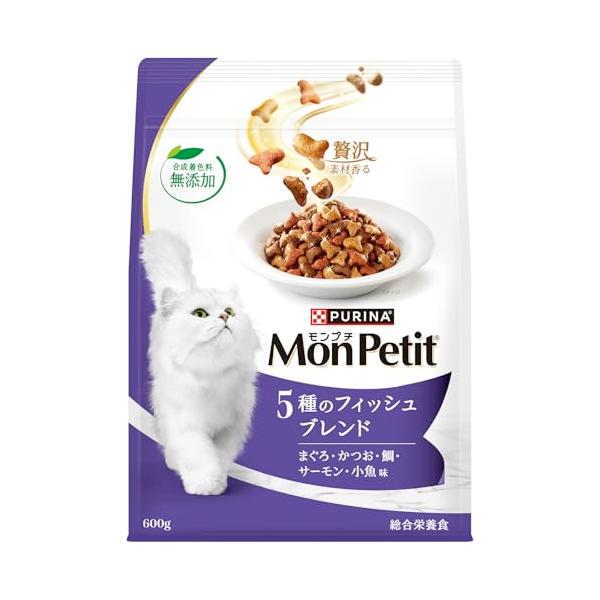 モンプチ キャットフード ドライ バッグ 5種のフィッシュブレンド(まぐろ・かつお・鯛・サーモン・小魚味) 600ｇ