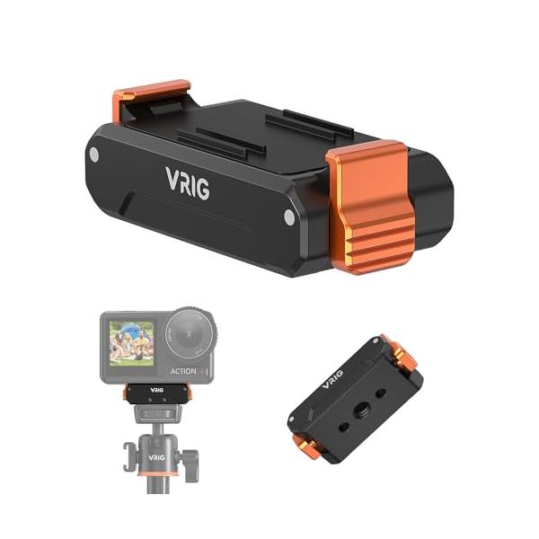 VRIG DJI Osmo Action 5Pro 4 3用 クイックリリースマウント 1/4ネジ穴 三脚用 磁気マウント アクションカメラアクセサリー 耐衝撃性 アルミ製 Osmo