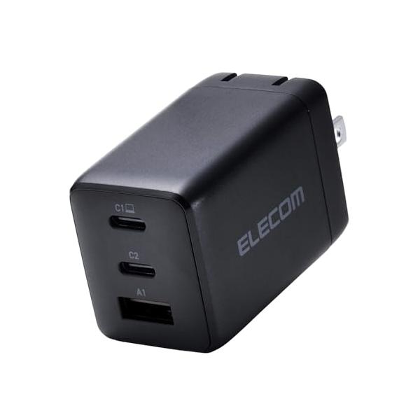 エレコム 充電器 合計65W 3ポート Type-C USB-A USB PD対応 スイング式プラグ採用 ブラック EC-AC10367BK