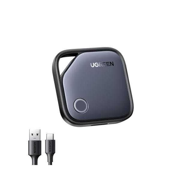 UGREEN FineTrack Smart Finder 1個 充電式 スマートトラッカー Appleの「探す」に対応 (iOS端末のみ) 探し物防止タグ USB-C充電 1年長持ち 超薄型
