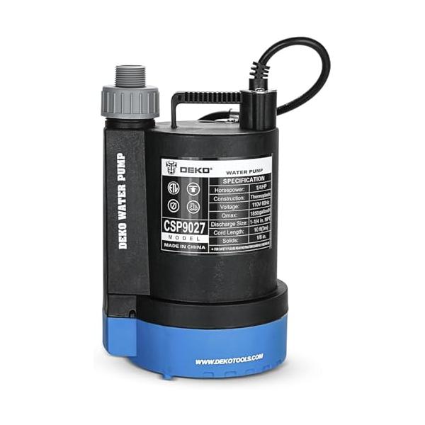 DEKOPRO 187W 水中ポンプ 底部入水式 水 ポンプ 排水ポンプ 最大吐出量7000L/H 最大揚程8M 強力 ポンプ 汚水 清水両用 50/60Hz共用 電動ポンプ 水耕