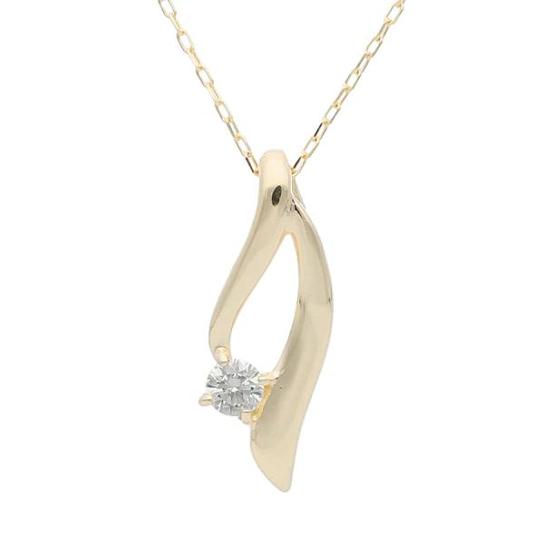 天然ダイヤモンド 一粒 ネックレス 0.05ct K10 イエローゴールド レディース シンプル GIAレポート(品質保証書)付き 爆買