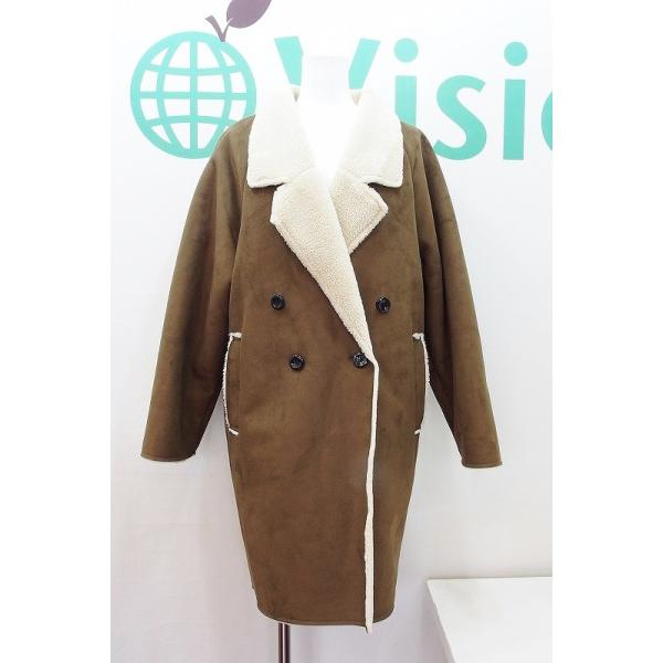 IA ムートンダブルブレストコート　未使用品 フェイクムートン ダブルブレスト コート レディース M ブラウン