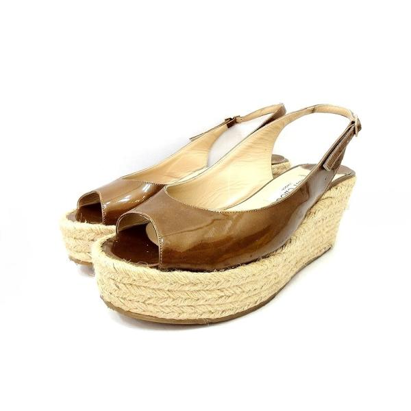 JIMMY CHOO ジミーチュウ ウェッジソール サンダル 38 ブラウン 