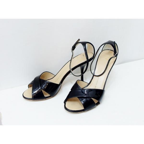 美品✨ジュゼッペザノッティ ストラップサンダル ハイヒール ブラック 37 Giuseppe Zanotti（ジュゼッペザノッティ） エナメル ストラップ