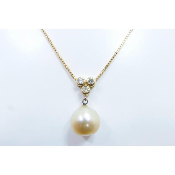 LaSoma ラソマ】 K18YG 750 3Pダイヤモンド×パール ネックレス LaSoma ラソマ】 K18YG 750 3Pダイヤモンド×パール ネックレス