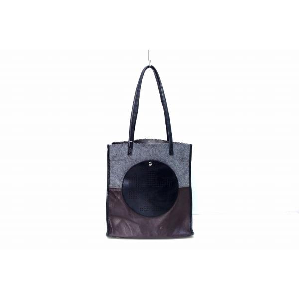TORY BURCH（トリーバーチ） フェルト×レザー トートバッグ ブラック