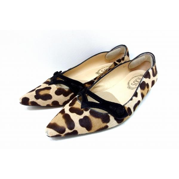 ✨美品♡希少✨ トッズ レオパード ハラコ フラットシューズ パンプス TOD'S（トッズ） ハラコ レオパード フラット パンプス ・36.5