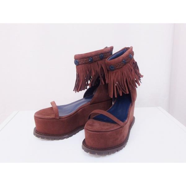 sacai サカイ レザー 厚底 フリンジ サンダル ビブラムソール 38 sacai サカイ レザー 厚底 フリンジ サンダル ビブラムソール 38