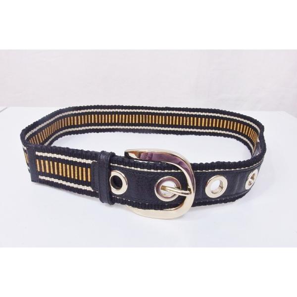 GUCCI グッチ コットン ベルト ゴールドバックル *アウトレット