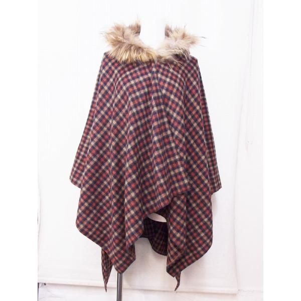 マルニ　MARNI グレー 茶系　チェック　ポンチョ・ケープ　ショートジャケット マルニMARNI グレー 茶系チェックポンチョ・ケープショート
