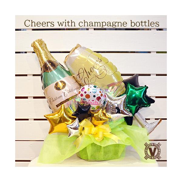 ○商品情報飲食店などの開店お祝い向けのちょっと大人のアレンジメントです。お祝いにピッタリのシャンパングラス＆ボトルでとても豪華になりました。スターのバルーンでかっこ良く仕上げてあります。○用途結婚式  開店祝い 誕生日 バースデー 周年祭 ...