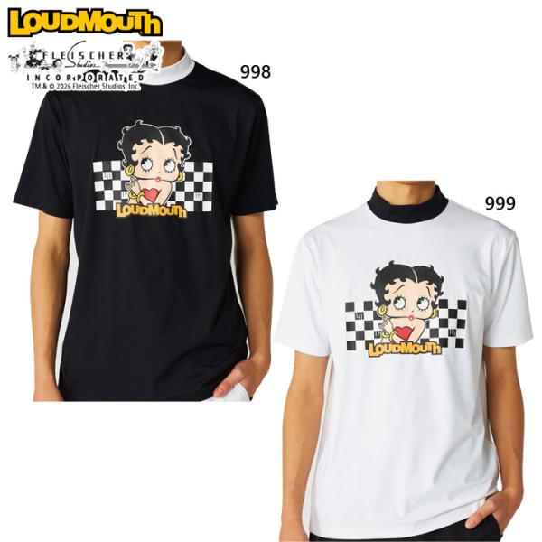 サイズ：L LOUD MOUTH ラウドマウス  モックネック 半袖Tシャツ Betty Boop ブラック系 [240101739268] ゴルフウェア メンズ ストスト LOUDMOUTH（ラウドマウスゴルフ） ラウドマウス メンズ ベティー