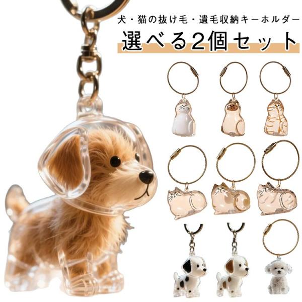 ペット ペット 抜け毛 収納ボトル 犬 猫 透明カプセル 透明カプセル 2個 ペットメモリアルボトル 毛を保管するボトル キーホルダー 犬用 猫用 ペ