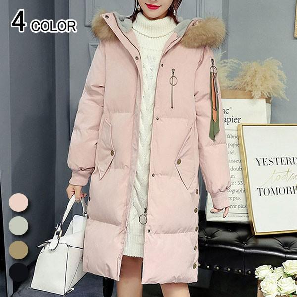 ダウンコート レディース 中綿ジャケット ダウンジャケット アウター ロングコート フード付き ファーフード グリーン ブラック ベージュ パープル 厚手 c416 Viva 通販 Yahoo ショッピング