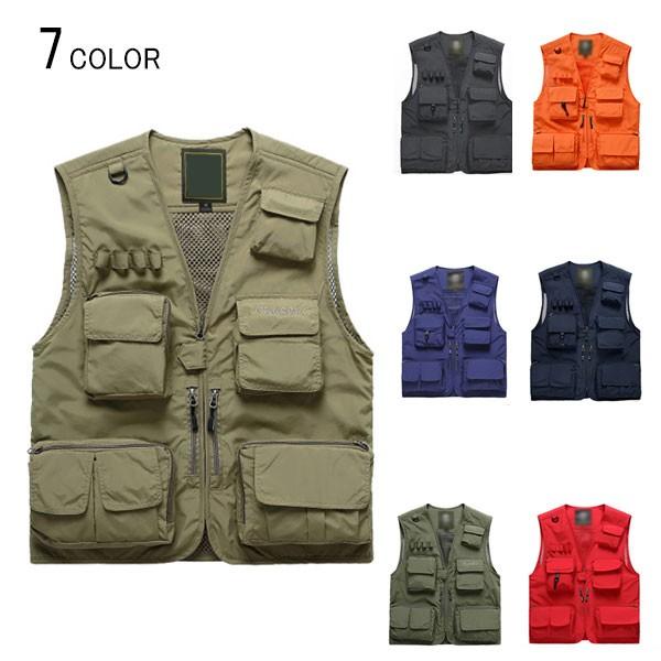 ベスト メンズ メッシュ フィッシングベスト アウトドア トップス Vネック 四色 収納 魚釣り 旅行 春 夏 Bvest07 Viva 通販 Yahoo ショッピング