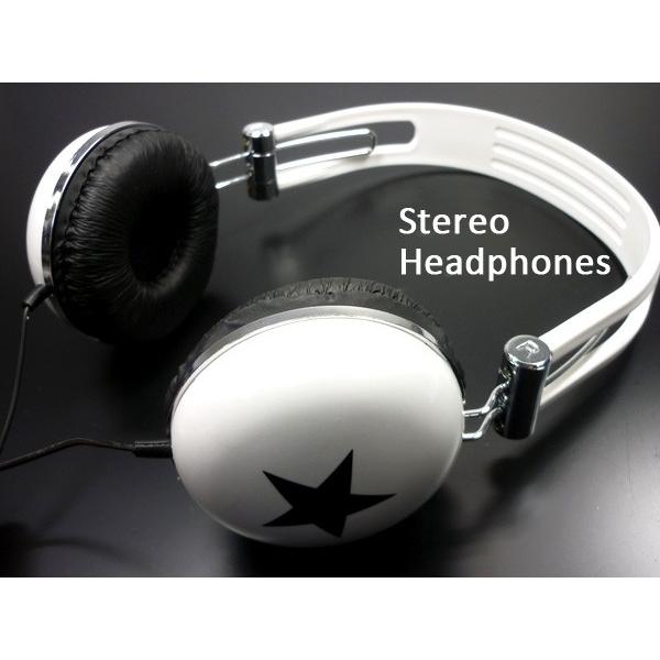 ファッション コーデのポイントに Iphone スマホに Popな ヘッドフォン ホワイト スター ステレオヘッドホン Zakka 12 Viva ヤフーショッピング店 通販 Yahoo ショッピング