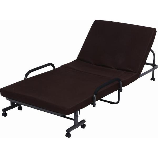 折りたたみベッド 黒 クッション素材 折りたたみベッド 完成品 幅98/120/80 奥行195 高さ38 山善