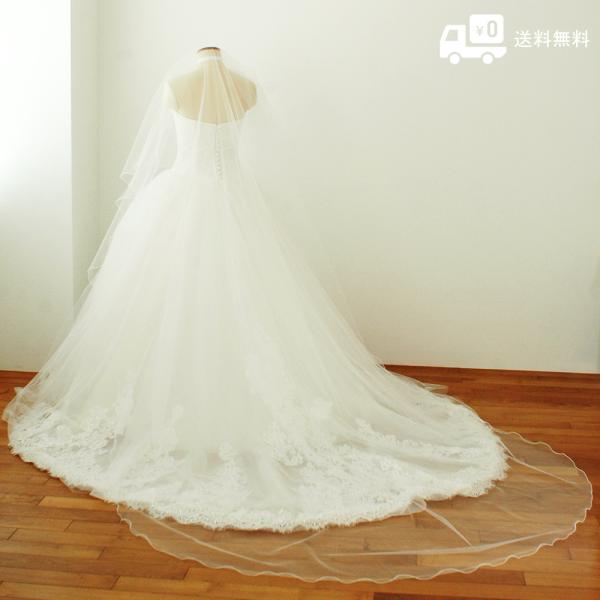 WITH A WHITE メロウ刺繍ロングベール ロングベール【メロウビーズ】（フロントミディアムタイプ