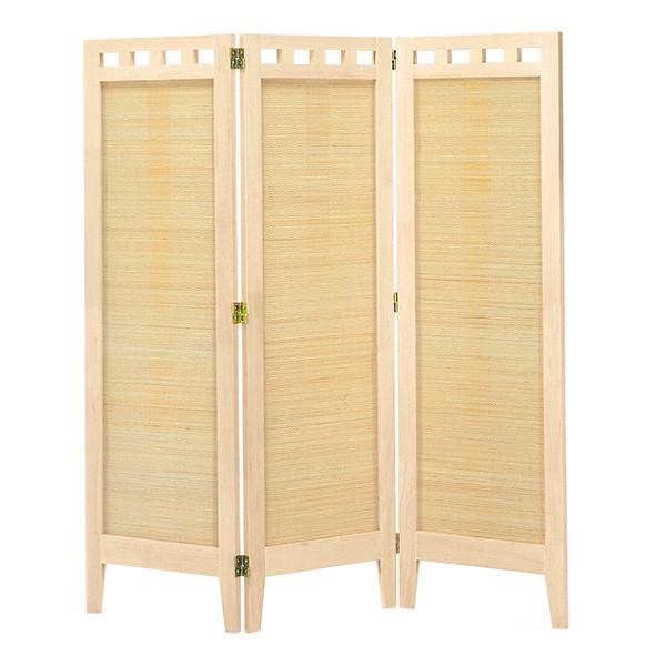 3連スクリーン 送料込み 曙工芸製作所 3連スクリーン ホワイト色 W41.6×3P H130 天然木 竹 衝立