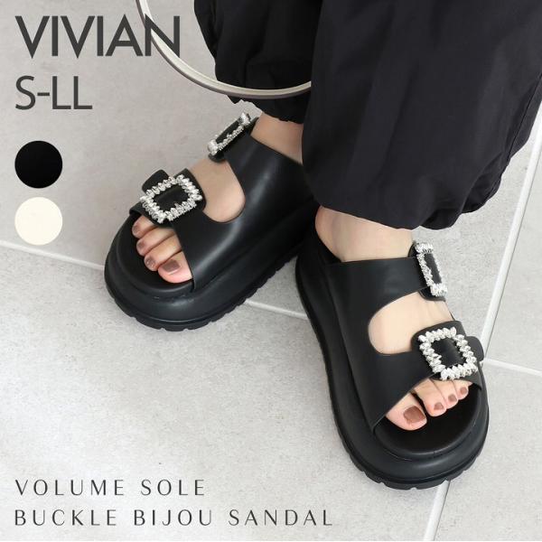 drawer PIFERIビジューフラットミュールサンダル