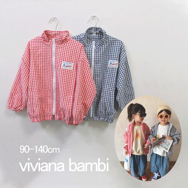 ■素材:綿　　ポリエステル■サイズ：90 100 110 120 130 140 ギンガムチェックがとっても可愛いアウターです。フードが付いていないアウターをお探しの方やごわつき、モコモコが苦手なお子様におすすめなアイテム！インナーにパーカ...