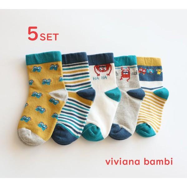 子供 靴下５足セット モンスターソックス キッズ 可愛い おしゃれ 男の子 女の子 14 22cm Guk 01 61 Viviana Bambi 通販 Yahoo ショッピング