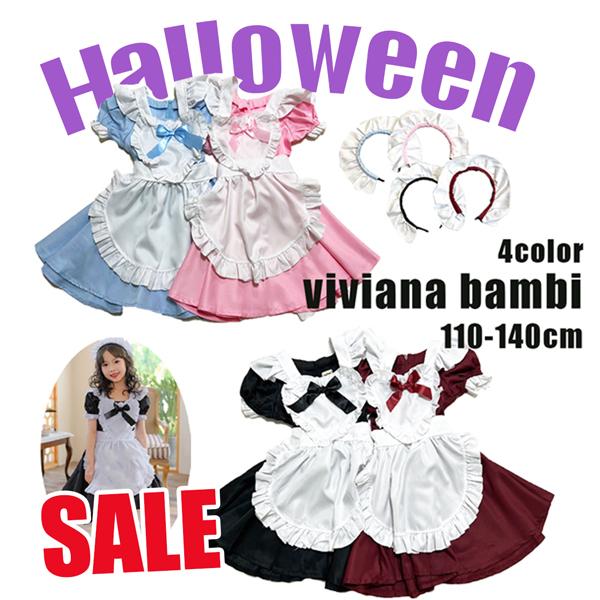 ハロウィン仮装 メイドコスプレ ワンピース ハートエプロン 3点セット