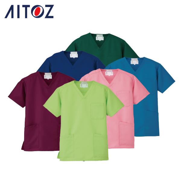 861400 スクラブ 白衣 AITOZ アイトス メディカル クリニック ナース 医療 看護 介護 半袖 男女兼用 ユニセックス 医者 ウェア