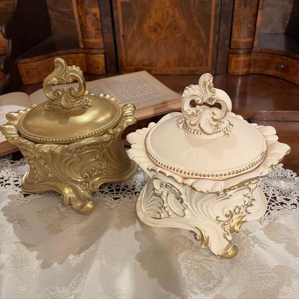 西洋アンティーク：イタリア製置物(小物・食べ物入れ) 2色展開 小物入れ 高級 可愛い クラシック インテリア エレガント