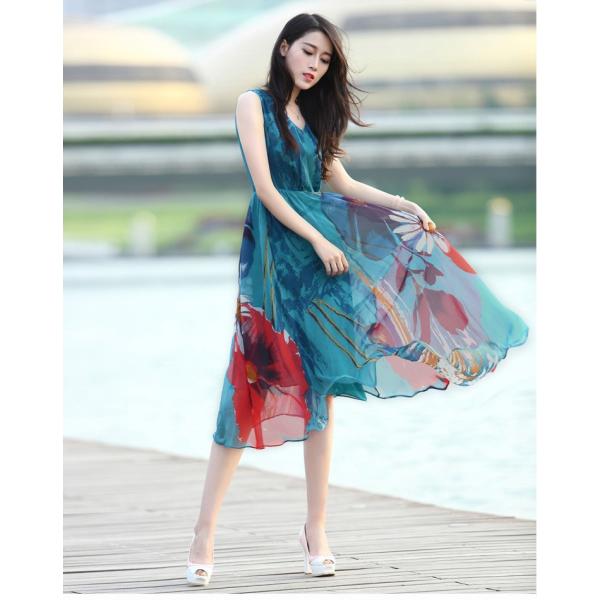 リゾートマキシワンピース リゾートワンピース ハワイ ワンピ 膝丈 花柄 シフォン ノースリーブ リゾートワンピース ビーチ 海 ボヘミアン Buyee Buyee Japanese Proxy Service Buy From Japan Bot Online