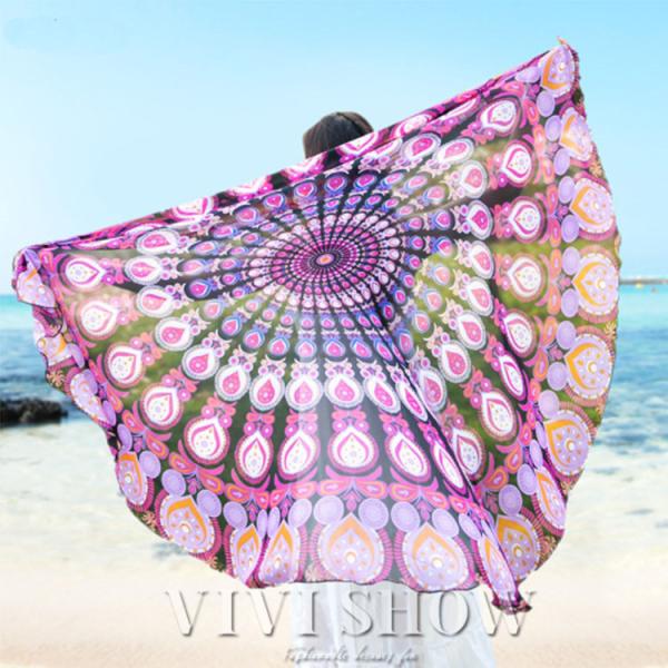 ブランド名：VIVISHOW標登録番号：第５９１０５４０号■素  材：シフォン ■カラー：NO1-NO21■サイズ：150cmポイント利用 爆買bakugai202601かわいい 砂が付かない 大 お洒落 オシャレ 海外 旅行 円形ビーチマ...