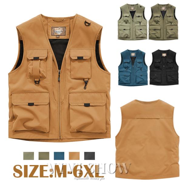 多機能ベスト メッシュ フィッシングベスト メンズ チョッキ お釣りベスト アウトドア ジレ 作業服 マン ミリタリー 大きいサイズ メッシュ 春夏秋