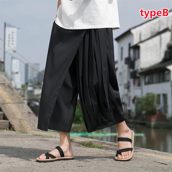 モード系 アシンメトリーワイドパンツ メンズ 個性的デザイン
