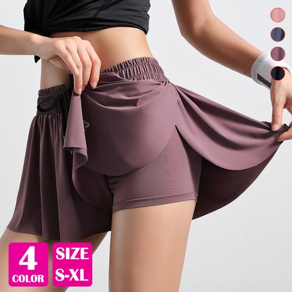 ショートパンツ レディース ショーパン スポーツウエア ランニング ヨガウェア ウォーキング トレーニングカラー:ダークパープル ピンク サックスブルー 黒サイズ:S/M/L/XLS:着丈29cm/ウエスト58cmM:着丈31cm/ウエスト...