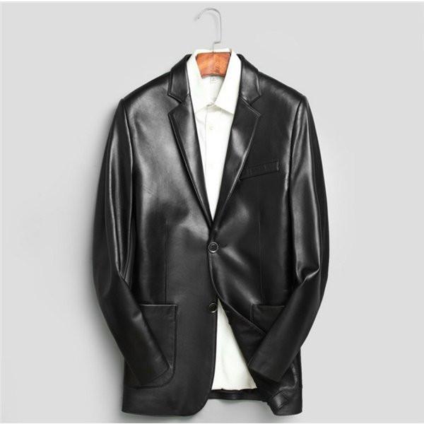 SALE 本革 テーラードジャケット メンズ ラム皮 シングル コート 通勤