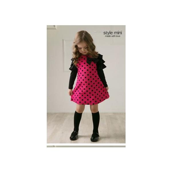 ピンク 黒 長袖 ドットワンピース 韓国子供服 可愛いドットのワンピース 袖のフリルもポイントです Buyee Buyee 日本の通販商品 オークションの代理入札 代理購入