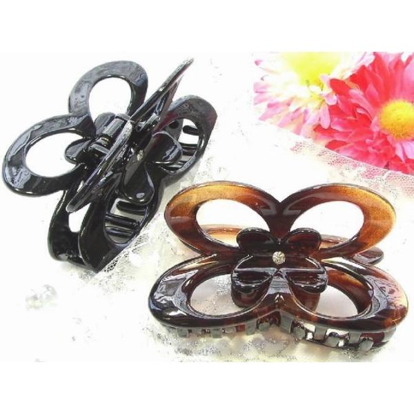 残りブラックのみ】ヘアクリップ 中サイズ ラインストーン付き