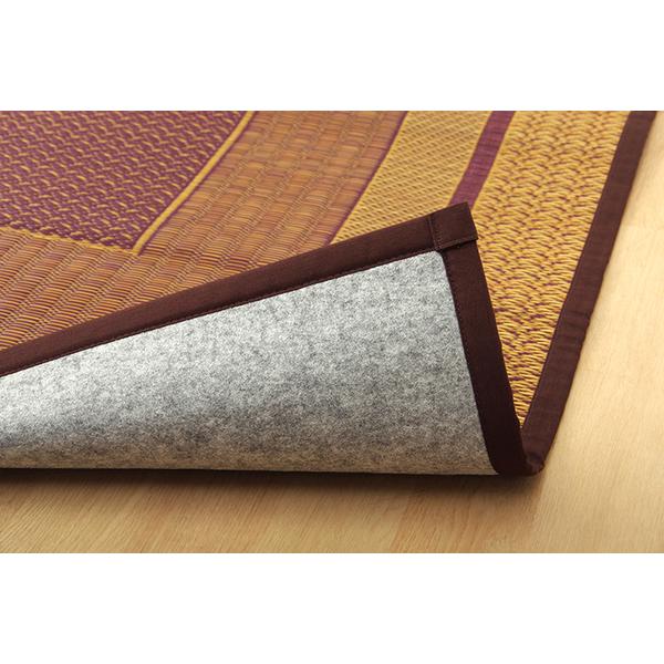 い草 花ござ ラグマット/絨毯 〔ネイビー 江戸間2畳 約174×174cm〕 日本製 抗菌 防臭 消臭 調湿 不織布 防傷 〔リビング〕爆買