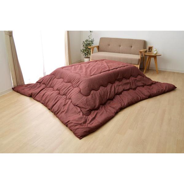 シンプル こたつ布団 〔正方形 グレイ 約205cm×205cm〕 厚掛けタイプ 洗える 綿100% 〔リビング〕爆買