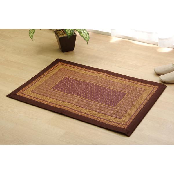 日本製い草 玄関マット/フロアマット 〔ネイビー 約60×120cm〕 長方形 日本製 防滑 抗菌 防臭 消臭 調湿 空気清浄〔入口 リビング〕爆買