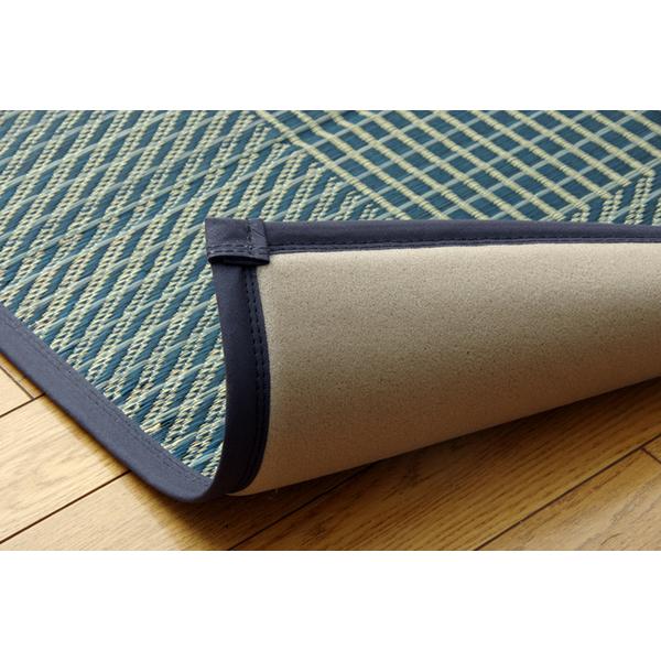い草 ラグマット/絨毯 〔格子柄 シンプルモダン グリーン 約191×250cm〕 日本製 抗菌 防臭 調湿機能 耐久性抜群 〔リビング〕爆買