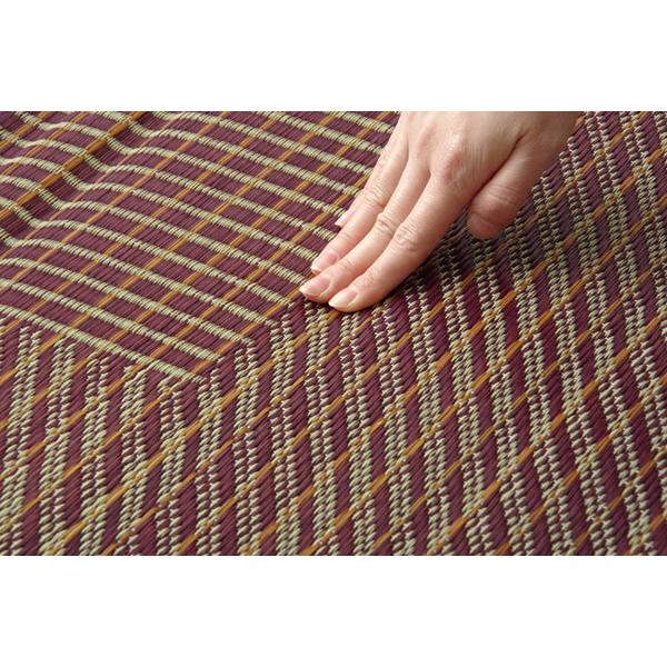 い草 ラグマット/絨毯 〔格子柄 シンプルモダン グリーン 約191×250cm〕 日本製 抗菌 防臭 調湿機能 耐久性抜群 〔リビング〕爆買