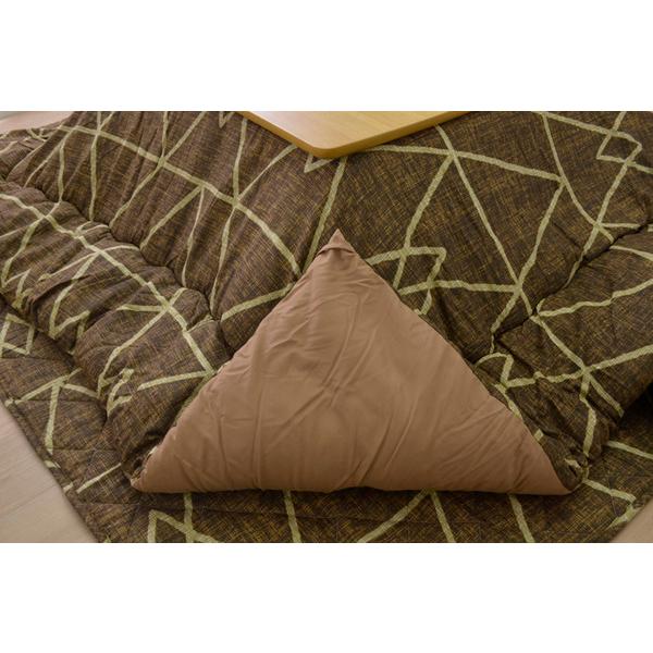 シンプル こたつ布団/寝具 〔幾何柄 掛け単品 グリーン 約190cm×190cm〕 正方形 洗える 〔リビング ダイニング〕爆買
