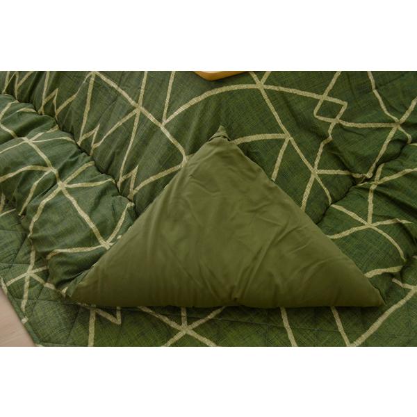 シンプル こたつ布団/寝具 〔幾何柄 掛け単品 グリーン 約190cm×190cm〕 正方形 洗える 〔リビング ダイニング〕爆買